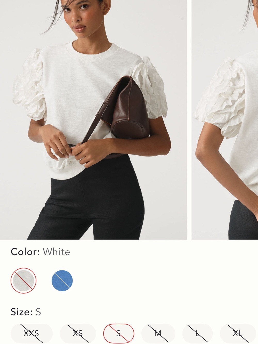 Anthropologie tops! Floral Applique Sheer Top & Cream Puff-Sleeve Tee - Picture 6 of 11
